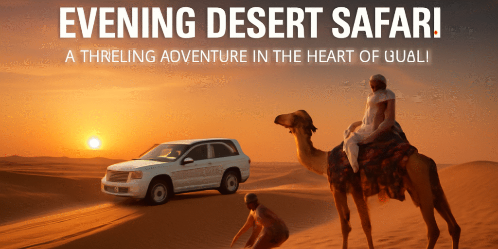 Evening Desert Safari in Dubai with Camel Ride, Sandboarding, and Sunset over the Dunes