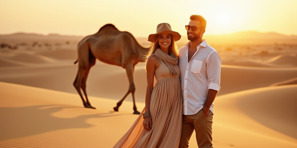 Man dressed in breathable clothing for Dubai desert safari in cargo pants and cotton shirt